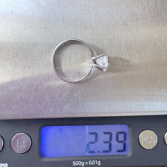 VTG Sterling Silver 925 Cubic Zirconia Brilliant Cut Prong Set Ring Size 6.75 - Picture 9 of 9